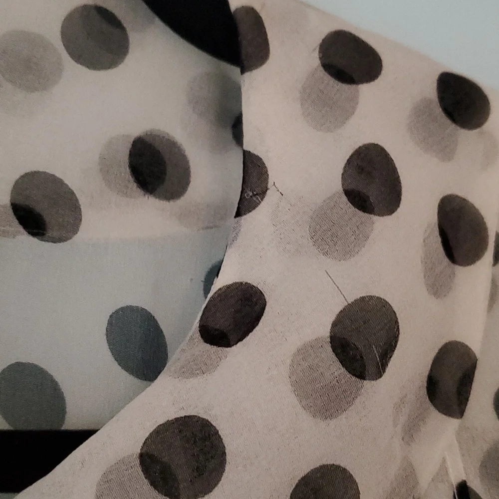 Anthropologie 100% Silk Black White polka dot top - Picture 5 of 9